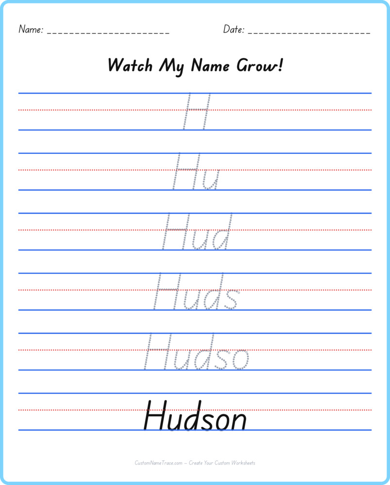 Free Hudson custom name tracing - pyramid free worksheet