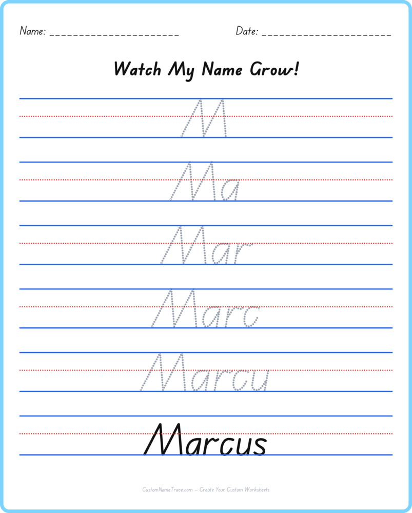 Free Marcus custom name tracing - pyramid free worksheet