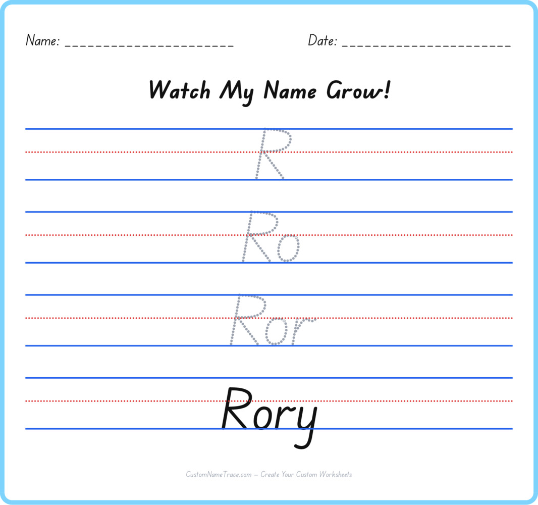 Free Rory custom name tracing - pyramid free worksheet