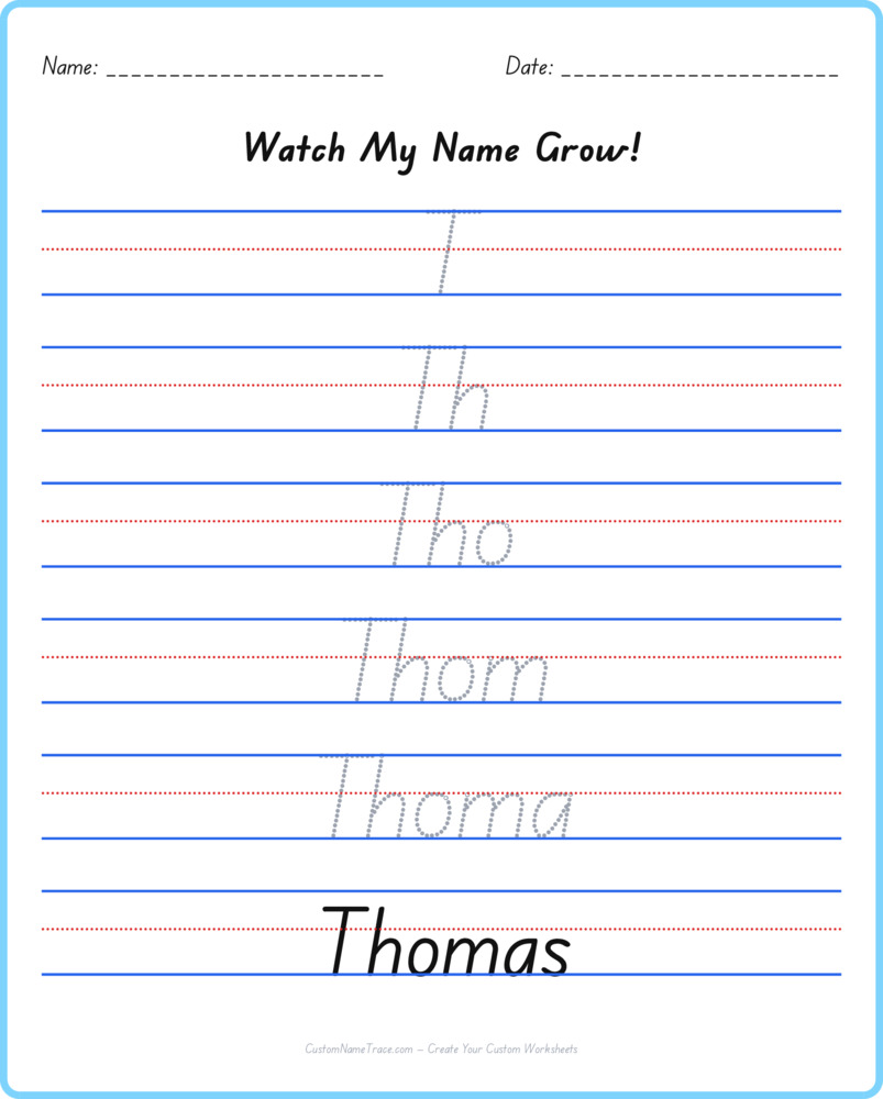 Free Thomas custom name tracing - pyramid free worksheet