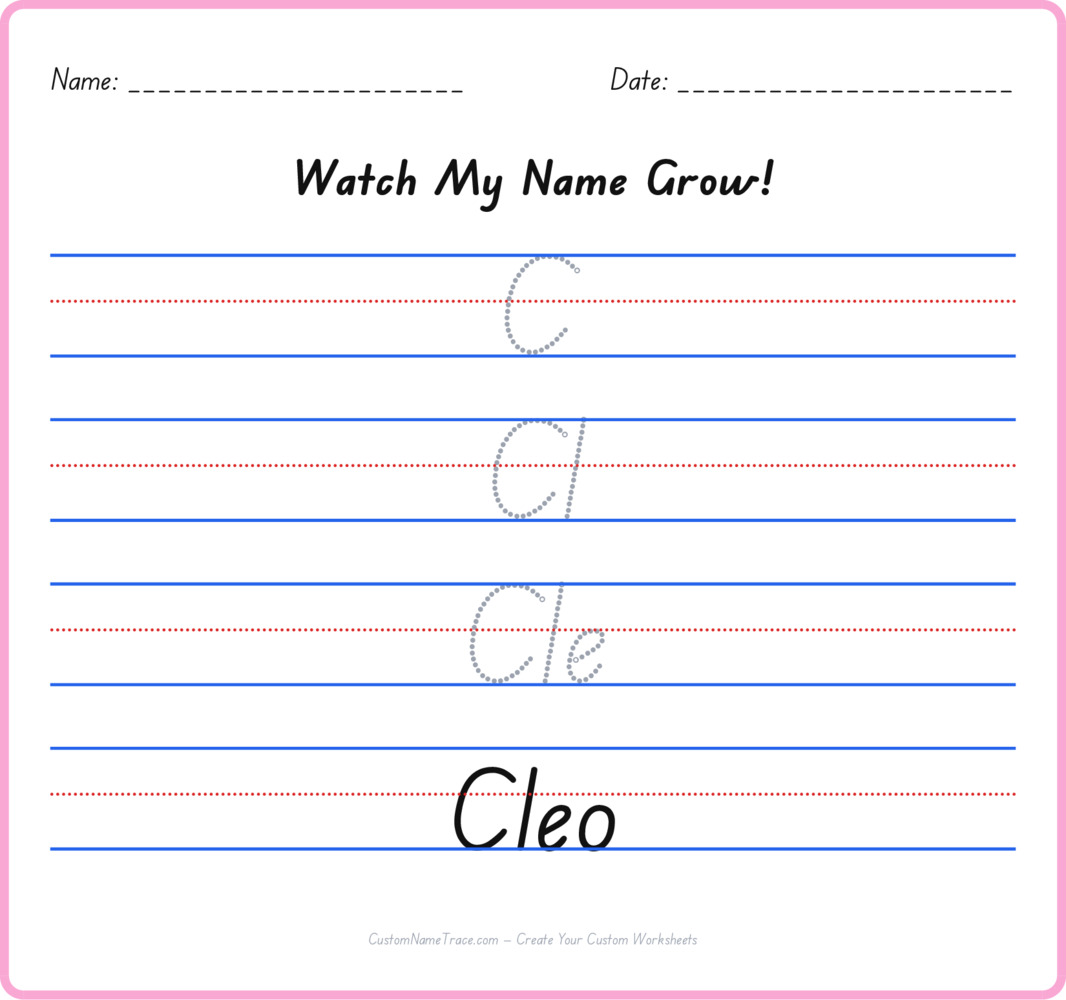 Free Cleo custom name tracing - pyramid free worksheet