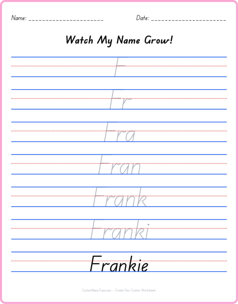 Free Frankie custom name tracing - pyramid free worksheet