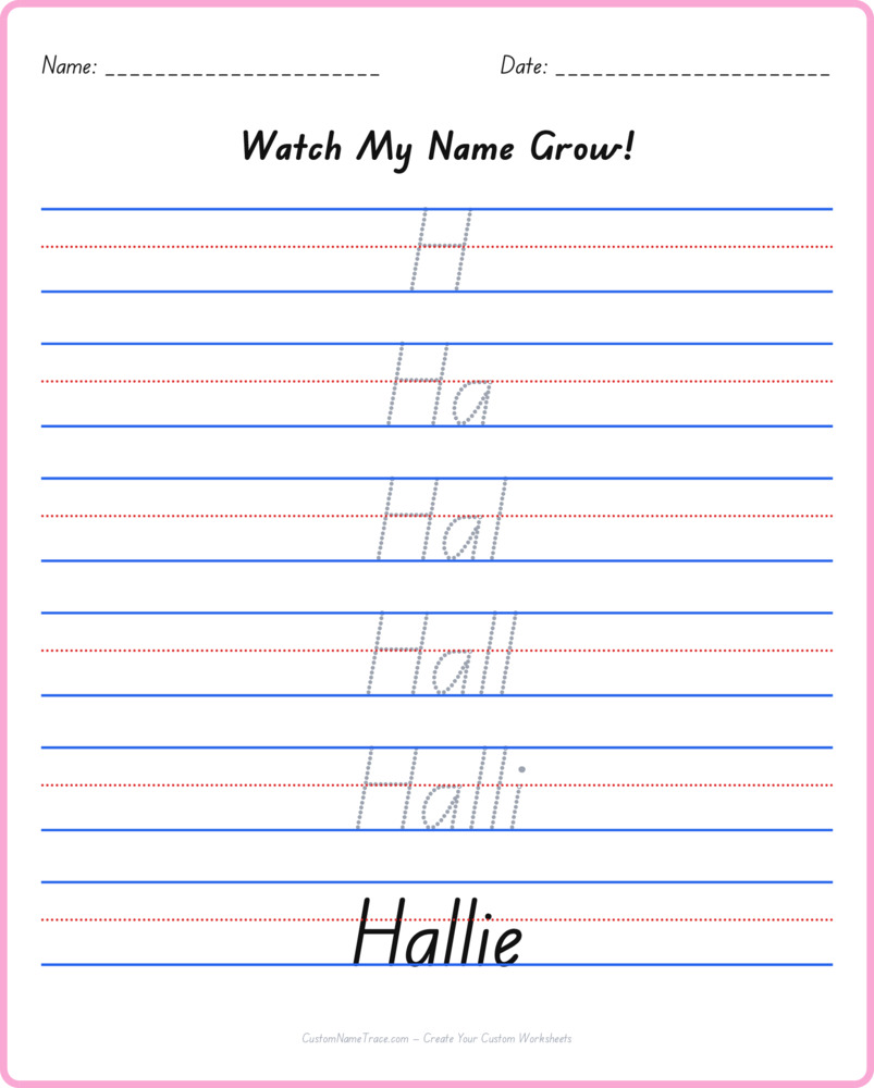 Free Hallie custom name tracing - pyramid free worksheet