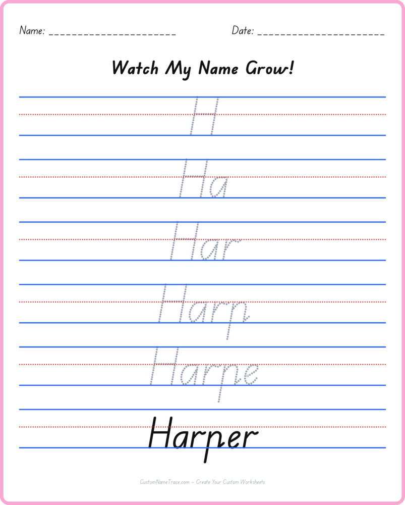 Free Harper custom name tracing - pyramid free worksheet