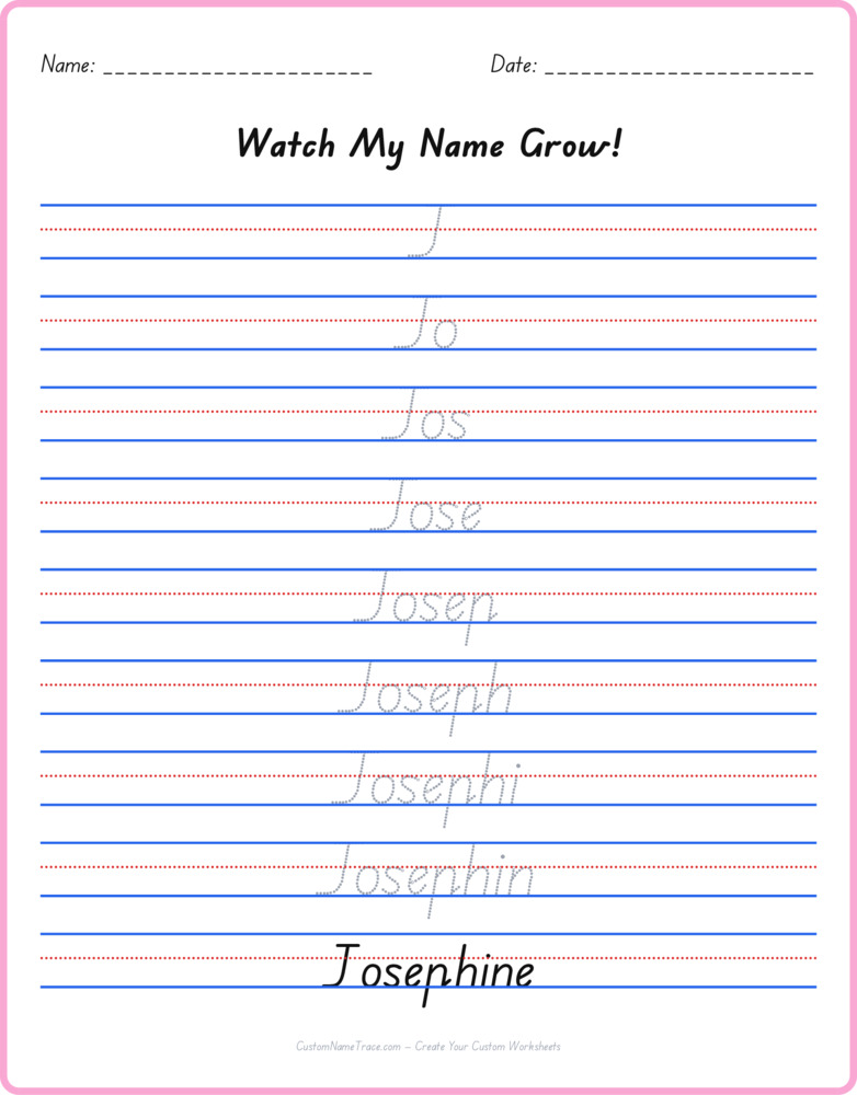 Free Josephine custom name tracing - pyramid free worksheet