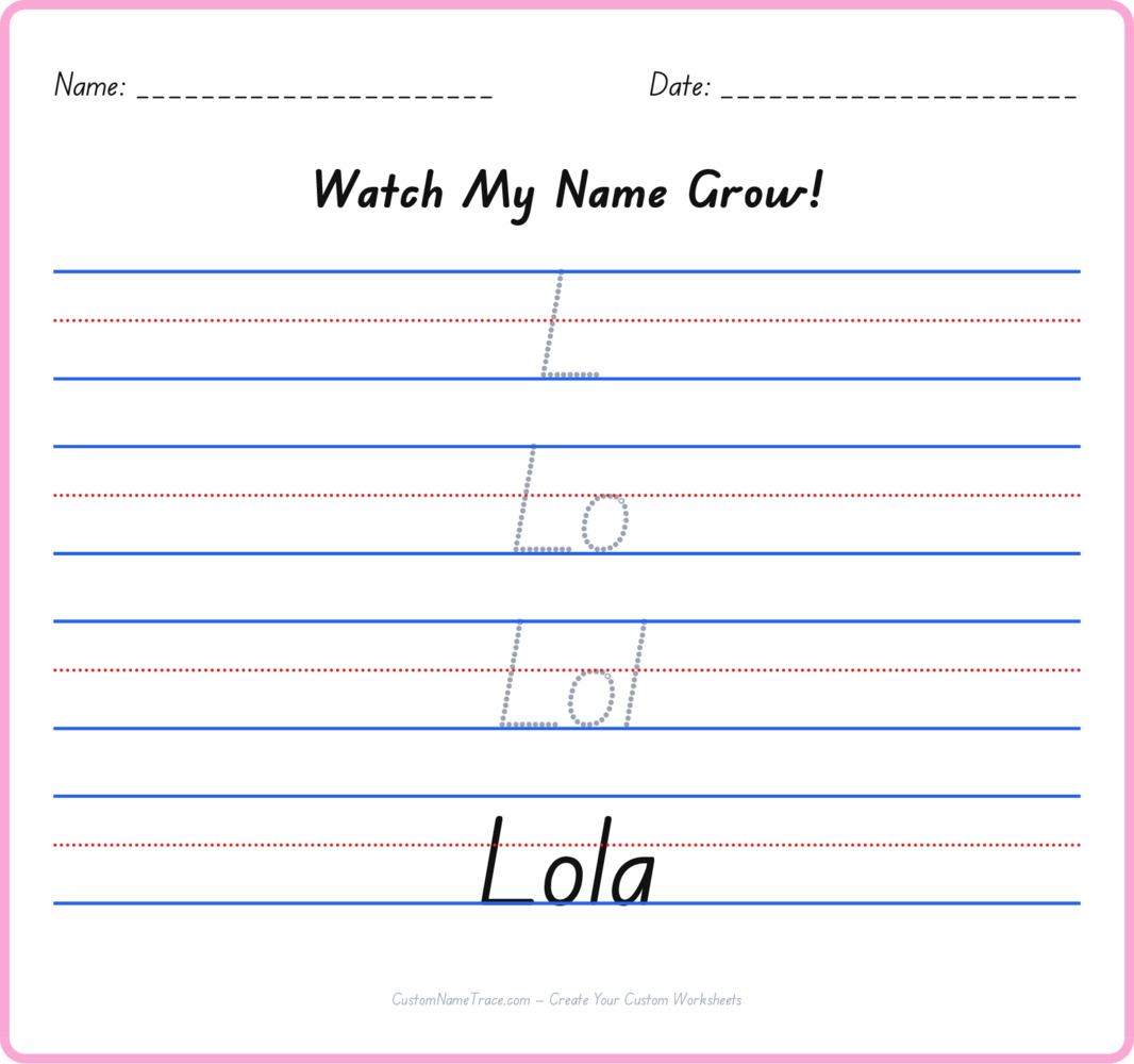 Free Lola custom name tracing - pyramid free worksheet