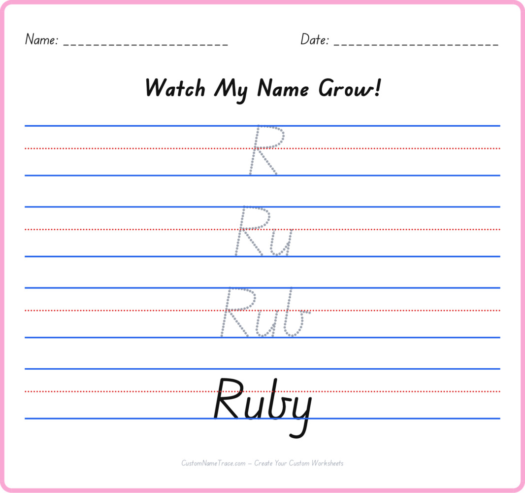 Free Ruby custom name tracing - pyramid free worksheet