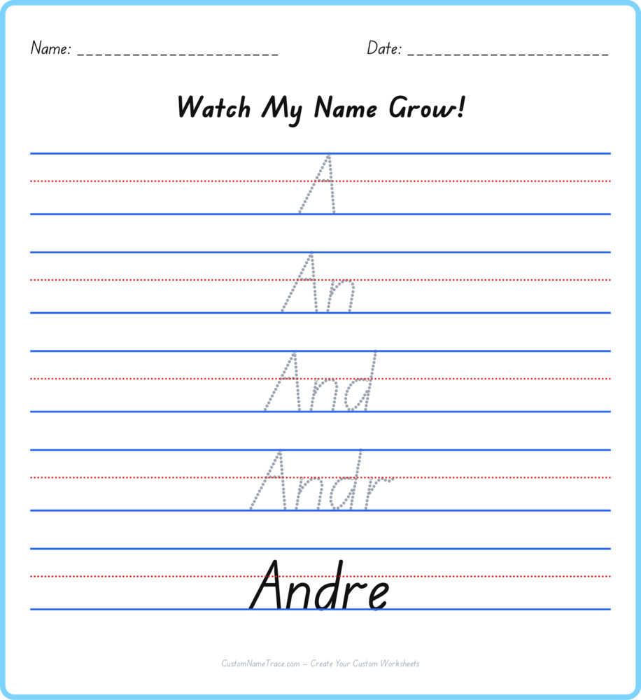 Free Andre custom name tracing - pyramid free worksheet
