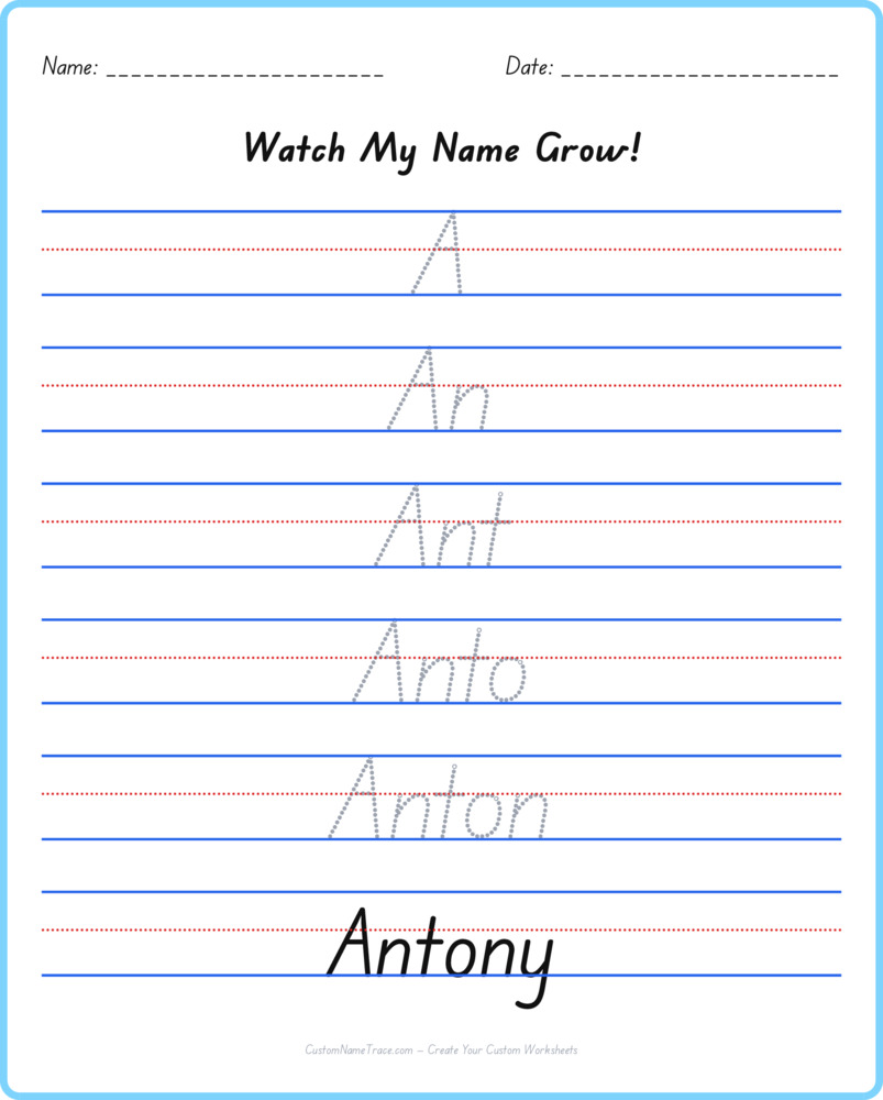 Free Antony custom name tracing - pyramid free worksheet