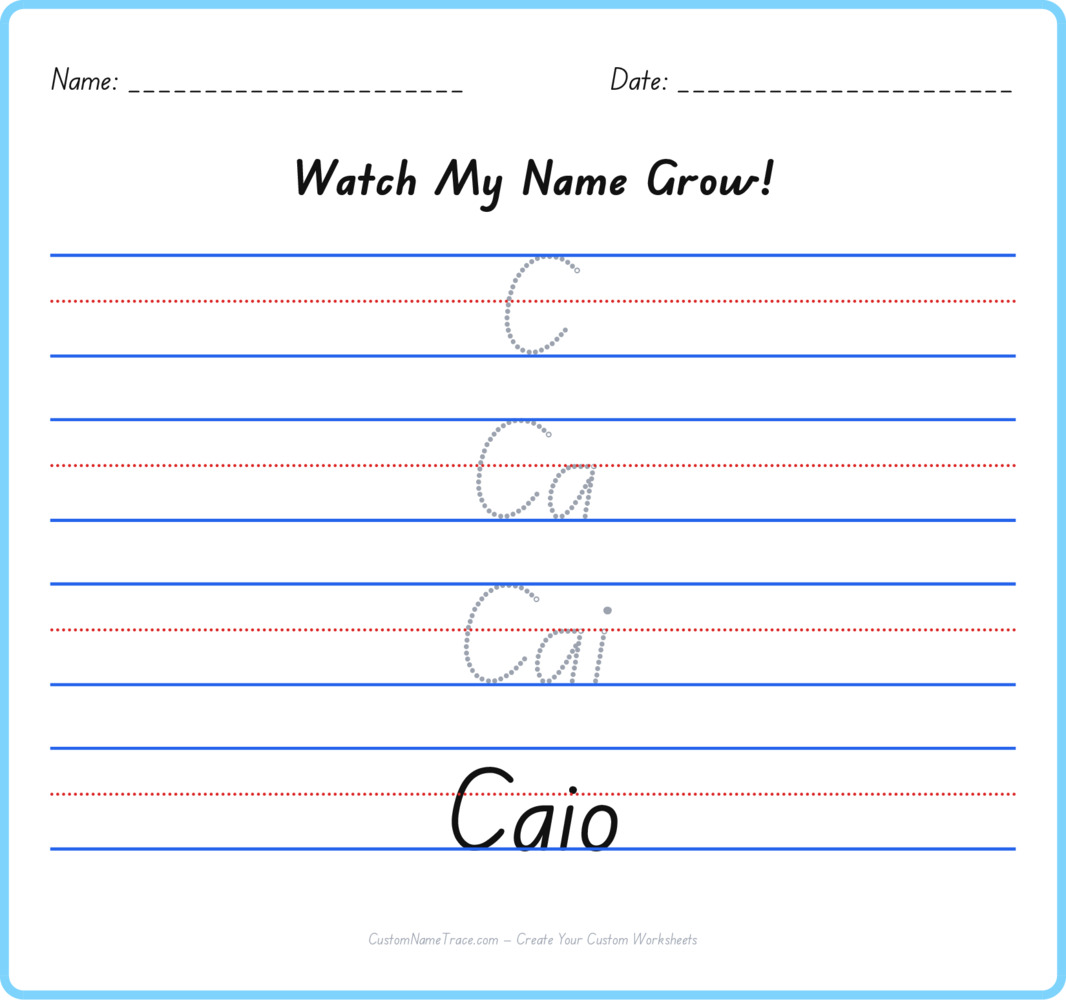 Free Caio custom name tracing - pyramid free worksheet