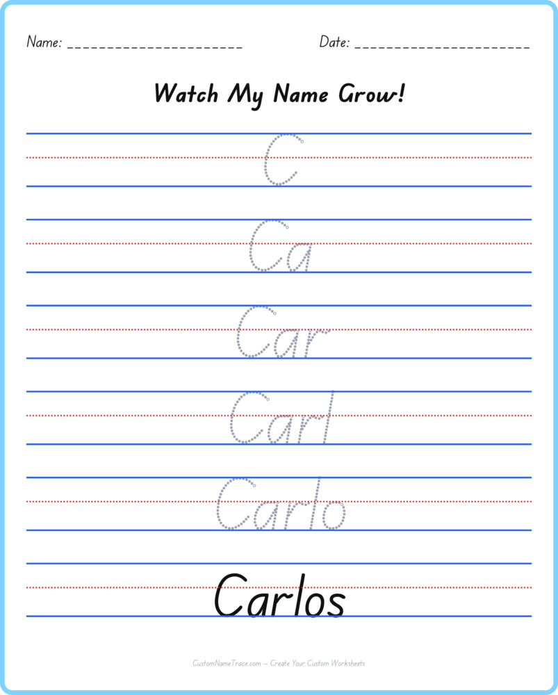 Free Carlos custom name tracing - pyramid free worksheet