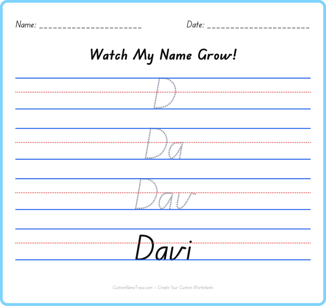 Free Davi custom name tracing - pyramid free worksheet