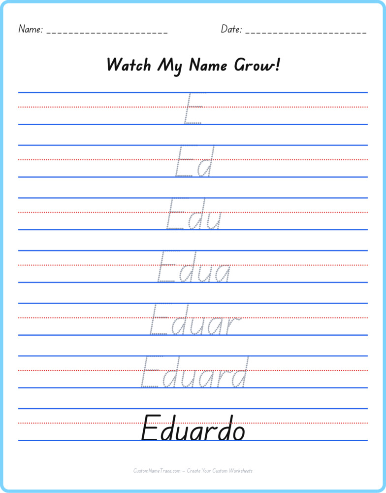 Free Eduardo custom name tracing - pyramid free worksheet