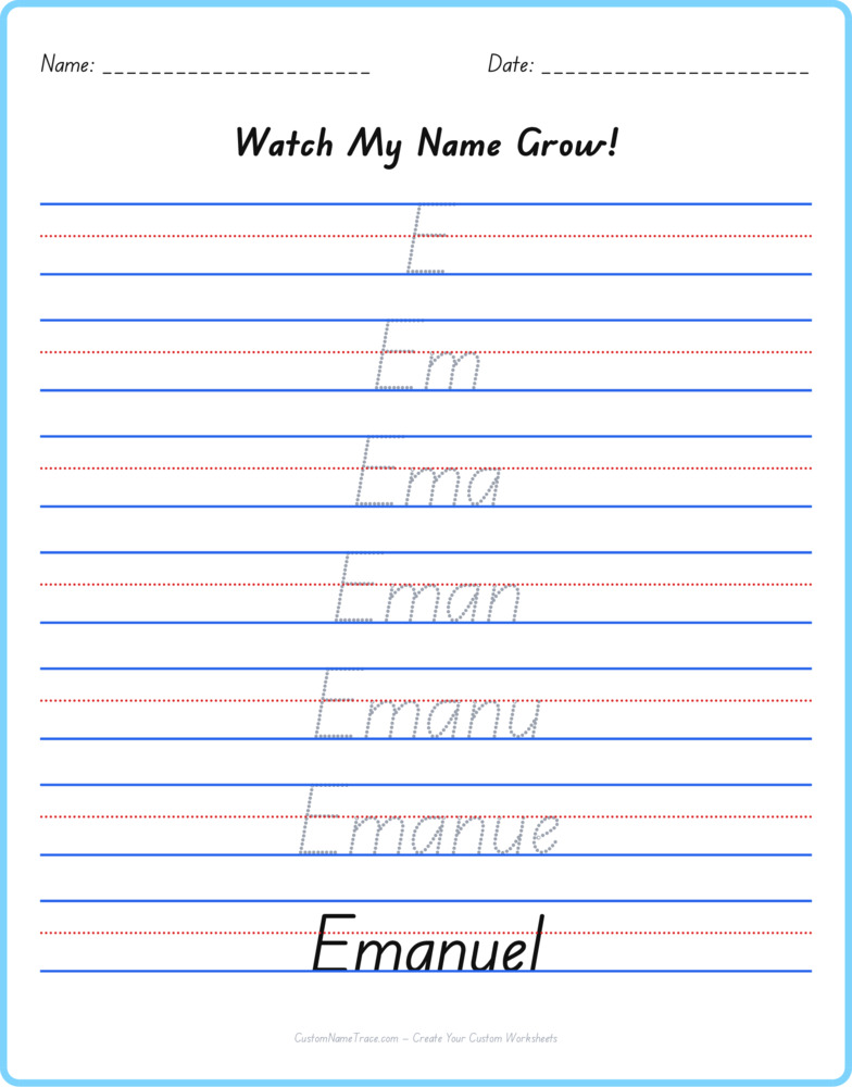 Free Emanuel custom name tracing - pyramid free worksheet