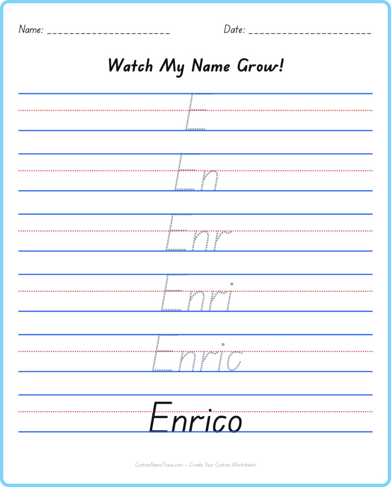 Free Enrico custom name tracing - pyramid free worksheet