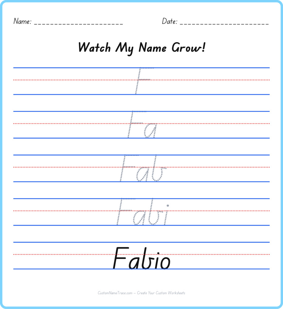 Free Fabio custom name tracing - pyramid free worksheet