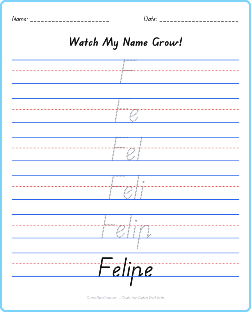Free Felipe custom name tracing - pyramid free worksheet