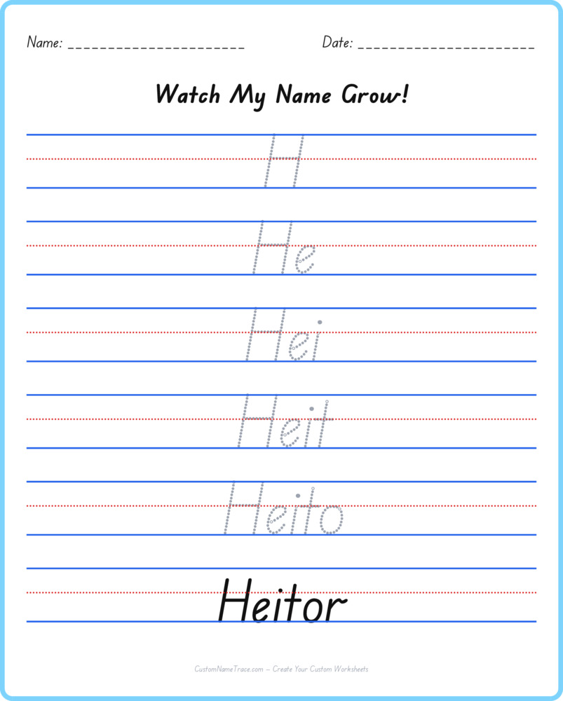 Free Heitor custom name tracing - pyramid free worksheet