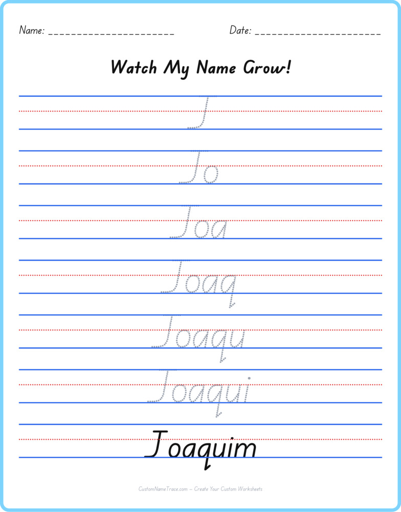 Free Joaquim custom name tracing - pyramid free worksheet
