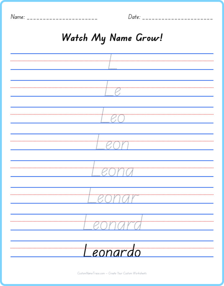 Free Leonardo custom name tracing - pyramid free worksheet