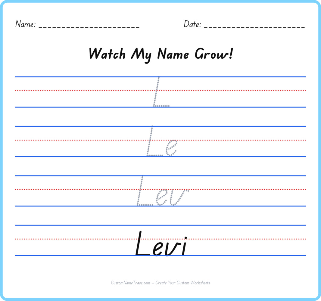 Free Levi custom name tracing - pyramid free worksheet
