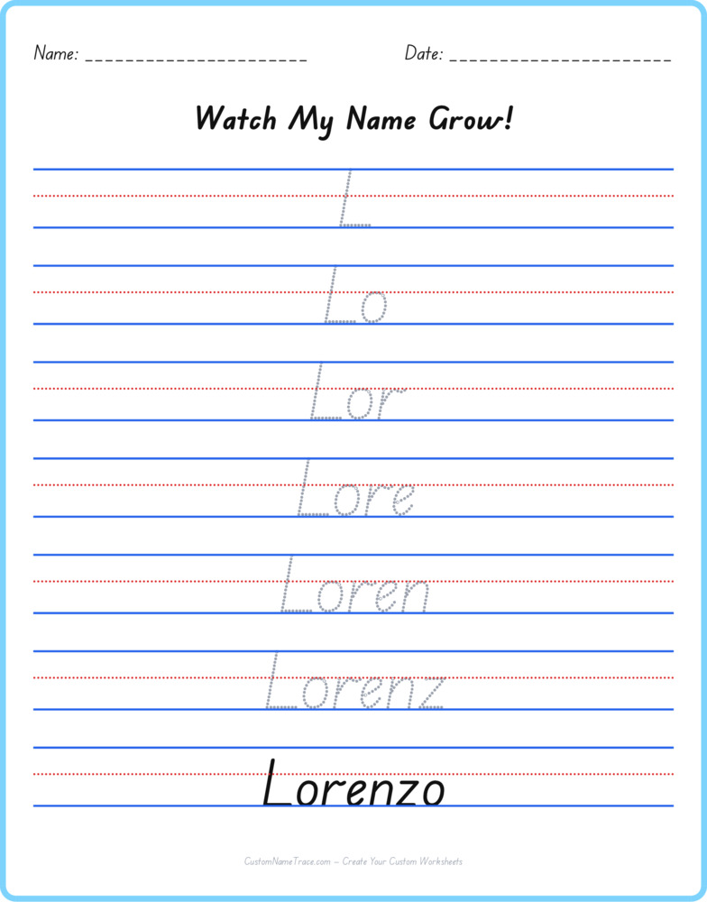 Free Lorenzo custom name tracing - pyramid free worksheet