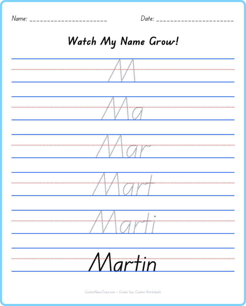 Free Martin custom name tracing - pyramid free worksheet