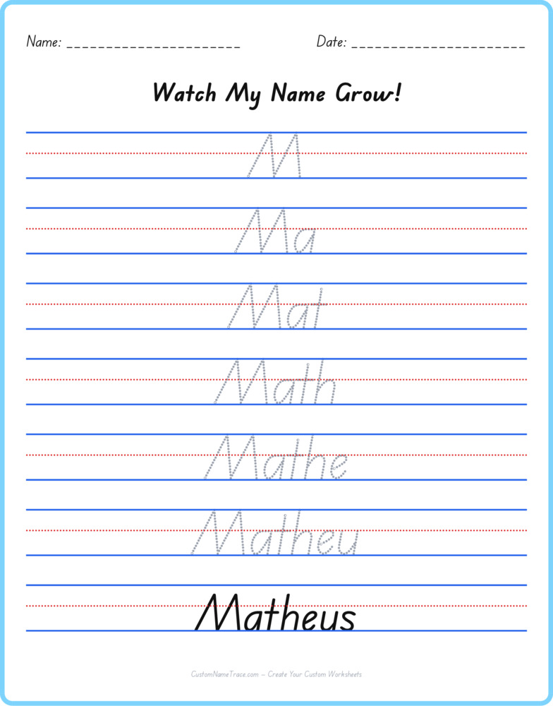 Free Matheus custom name tracing - pyramid free worksheet