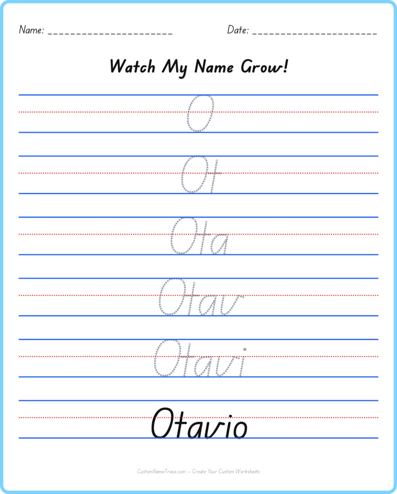 Free Otavio custom name tracing - pyramid free worksheet