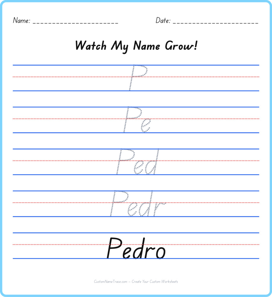 Free Pedro custom name tracing - pyramid free worksheet