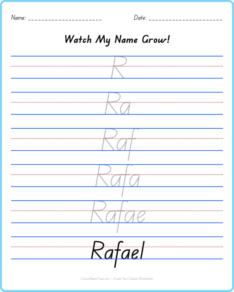 Free Rafael custom name tracing - pyramid free worksheet