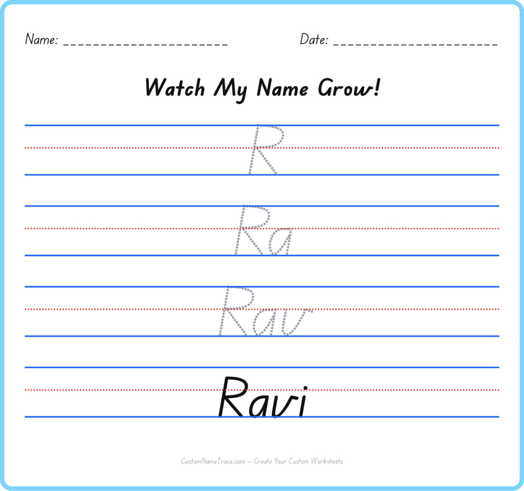 Free Ravi custom name tracing - pyramid free worksheet
