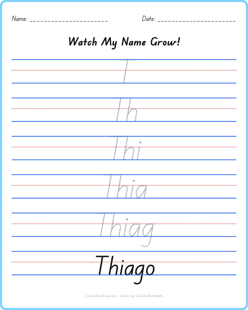 Free Thiago custom name tracing - pyramid free worksheet