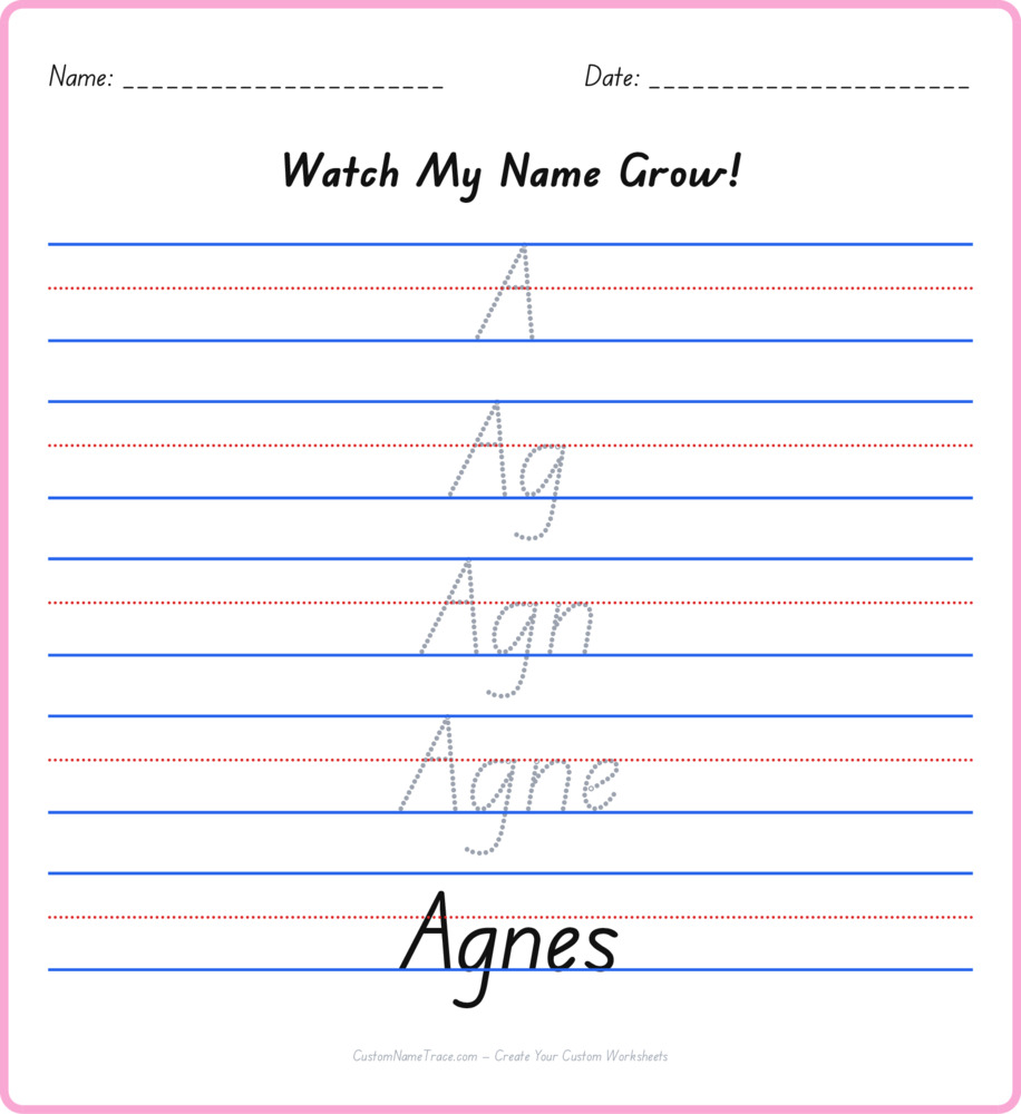Free Agnes custom name tracing - pyramid free worksheet