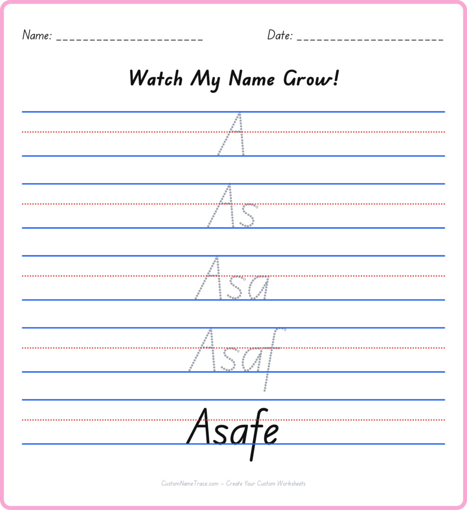 Free Asafe custom name tracing - pyramid free worksheet