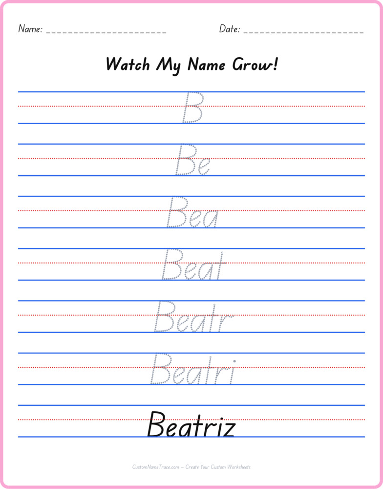Free Beatriz custom name tracing - pyramid free worksheet