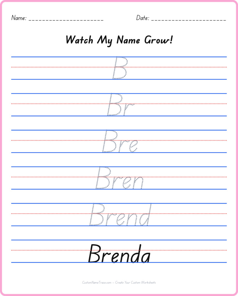 Free Brenda custom name tracing - pyramid free worksheet