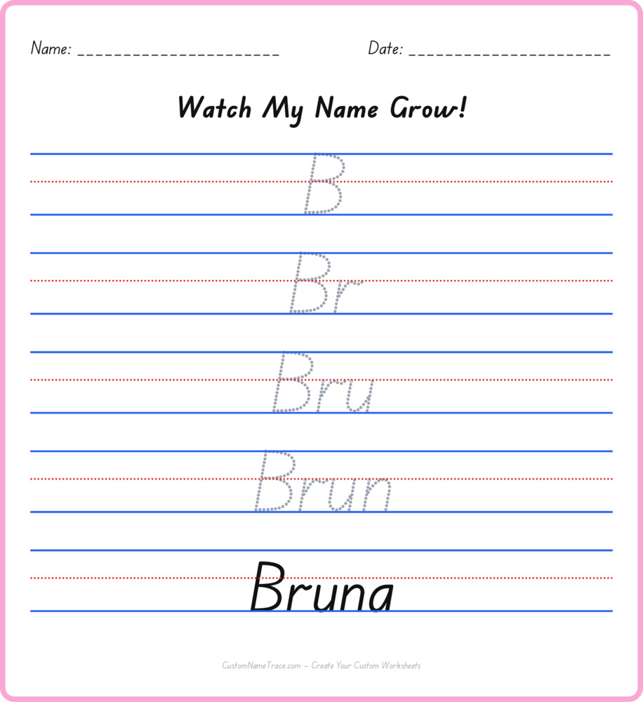 Free Bruna custom name tracing - pyramid free worksheet