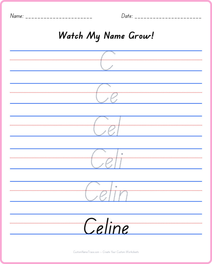 Free Celine custom name tracing - pyramid free worksheet
