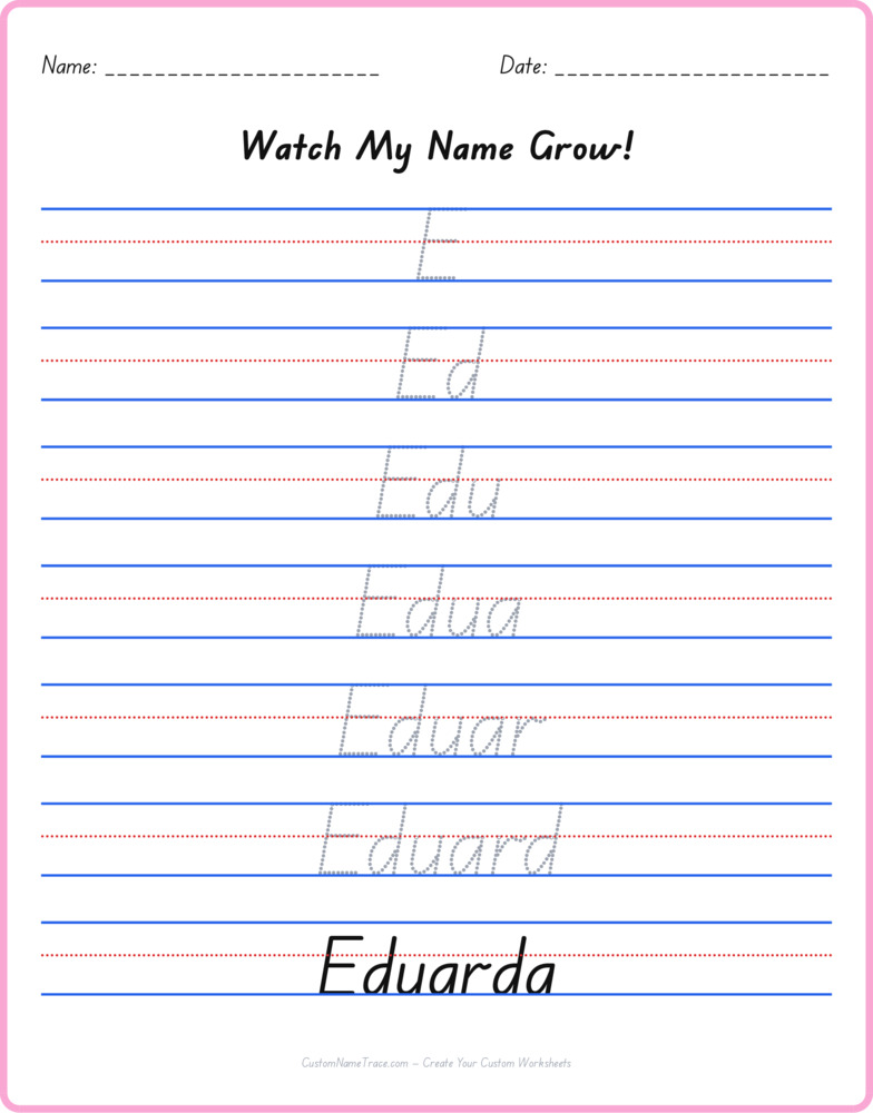 Free Eduarda custom name tracing - pyramid free worksheet