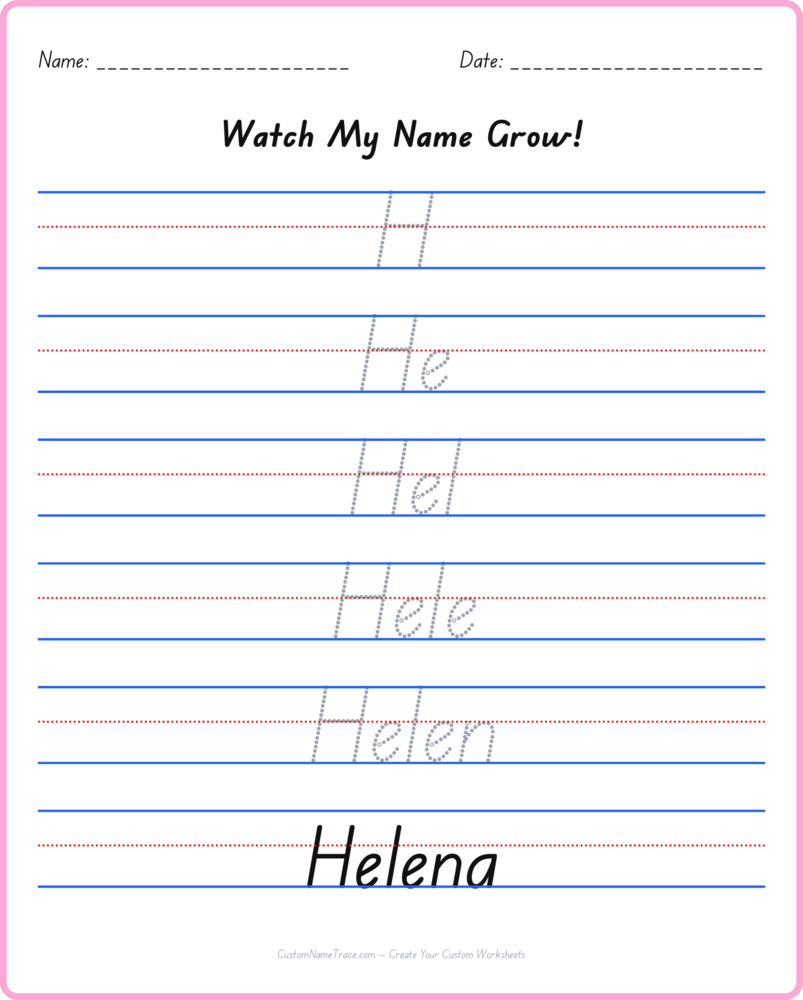 Free Helena custom name tracing - pyramid free worksheet