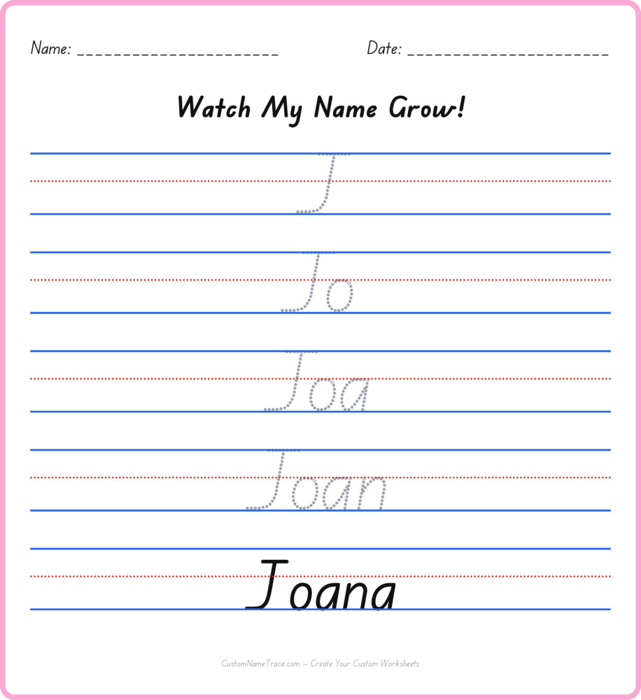 Free Joana custom name tracing - pyramid free worksheet