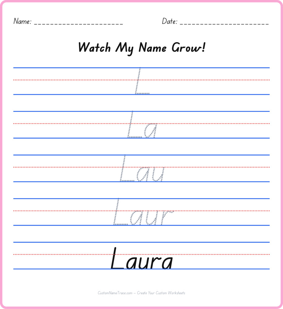 Free Laura custom name tracing - pyramid free worksheet