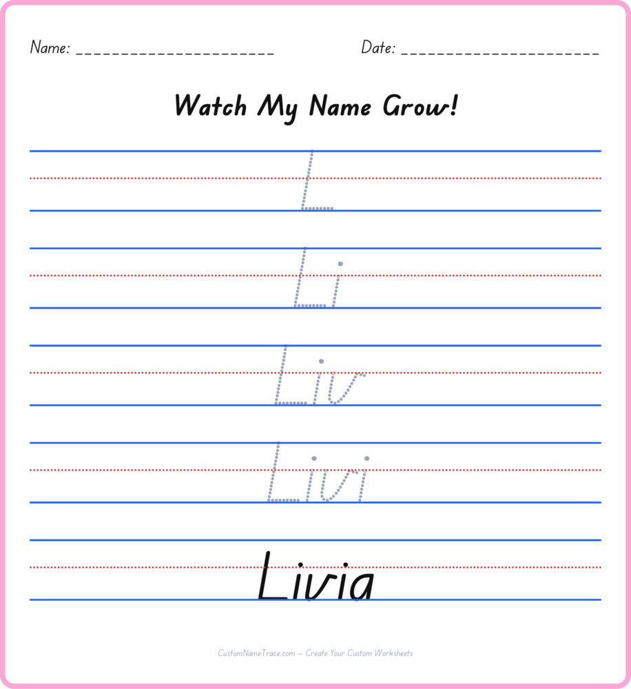 Free Livia custom name tracing - pyramid free worksheet