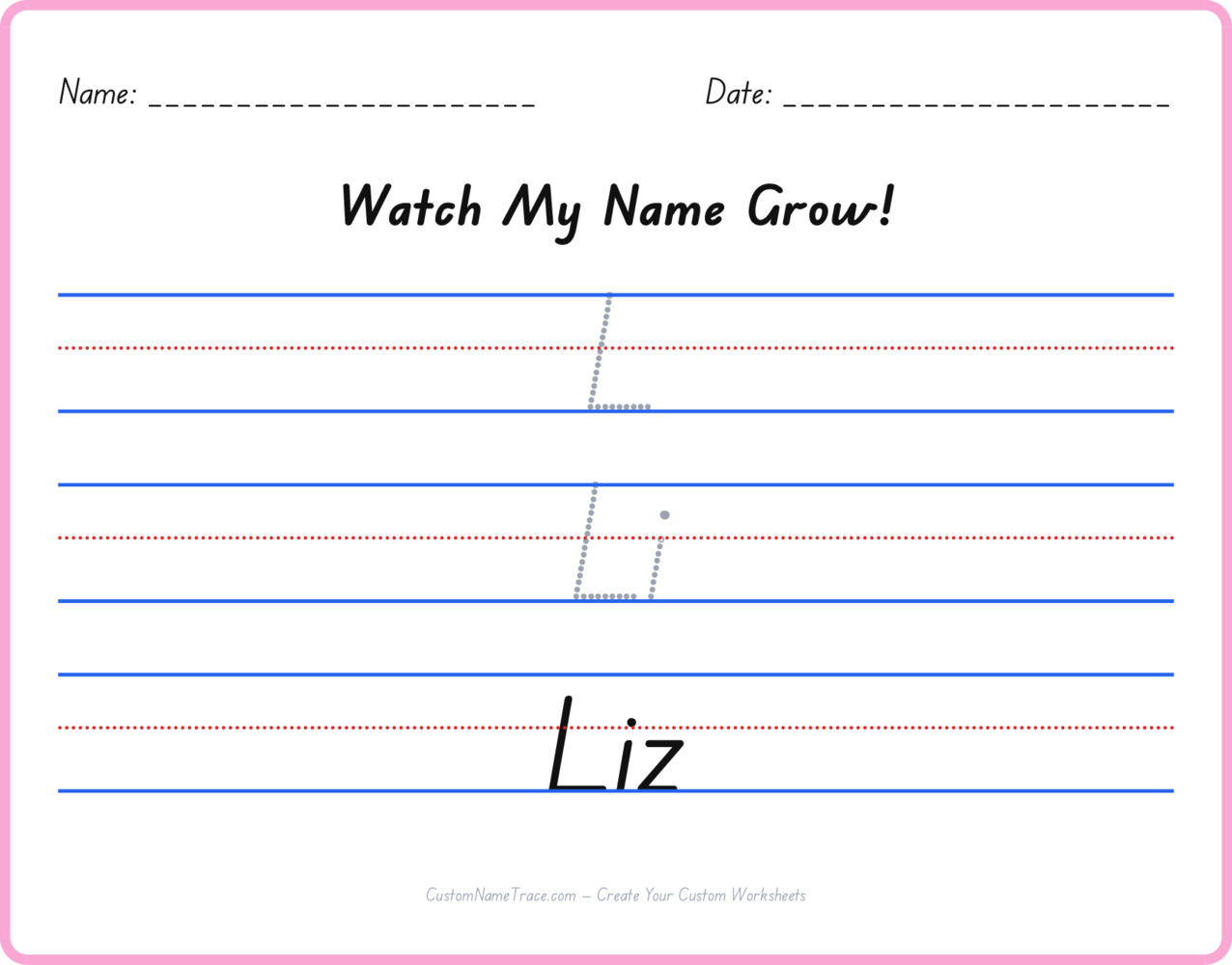 Free Liz custom name tracing - pyramid free worksheet