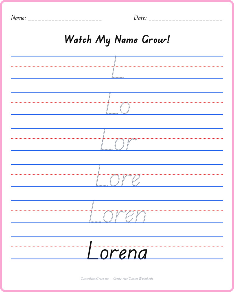 Free Lorena custom name tracing - pyramid free worksheet