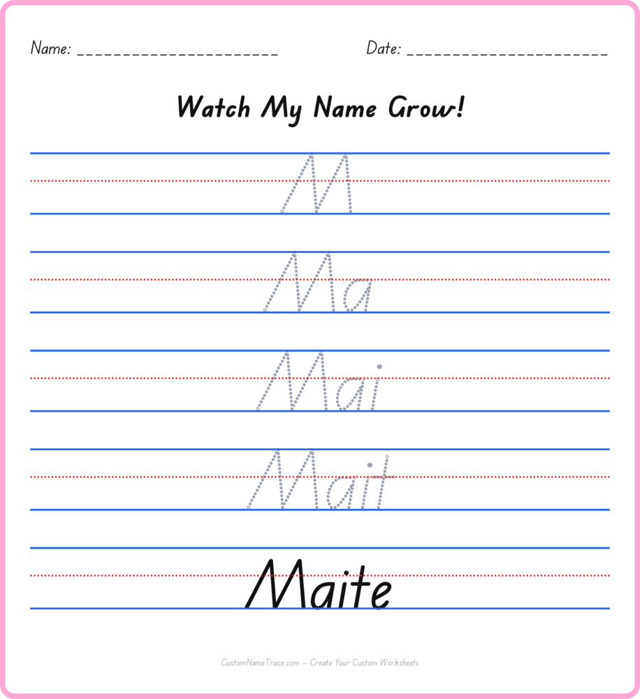 Free Maite custom name tracing - pyramid free worksheet