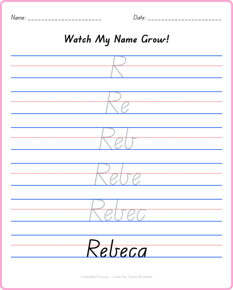 Free Rebeca custom name tracing - pyramid free worksheet