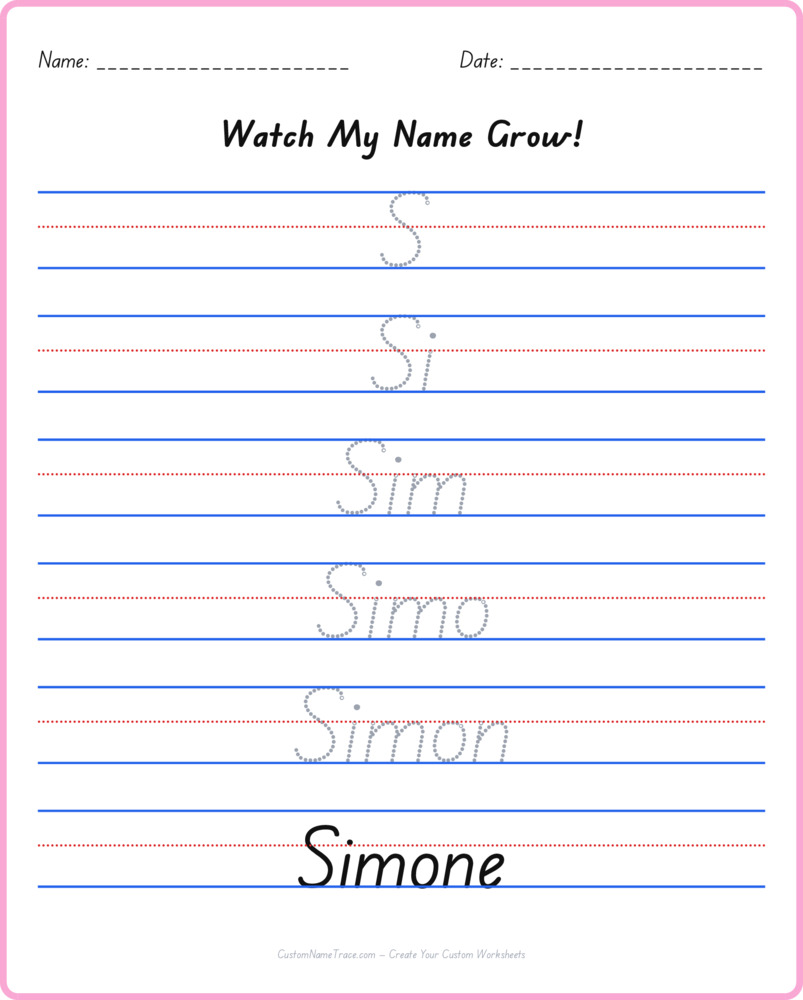 Free Simone custom name tracing - pyramid free worksheet