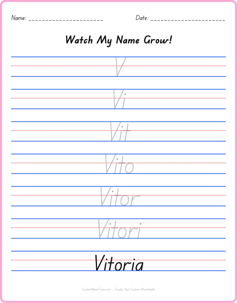 Free Vitoria custom name tracing - pyramid free worksheet
